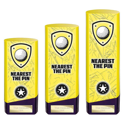 Prime Golf Nearest The Pin Heavyweight Trophy Award Yellow And Purple