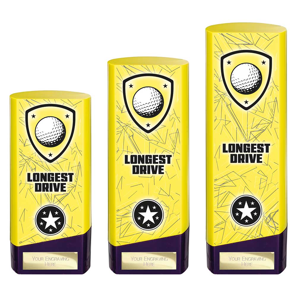 Prime Golf Longest Drive Heavyweight Trophy Award Yellow And Purple