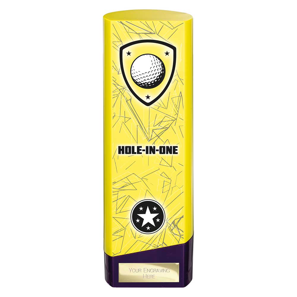 Prime Golf Hole In One Heavyweight Trophy Award Yellow And Purple