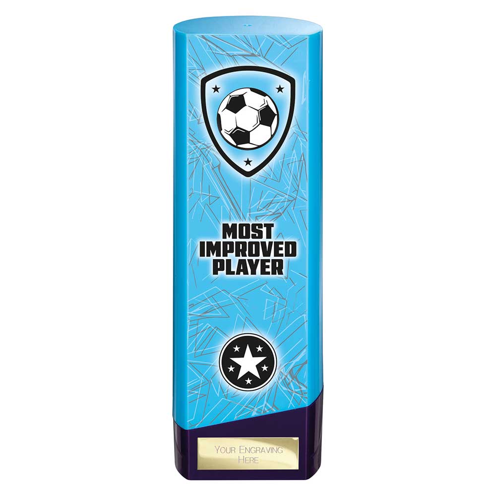 Prime Heavyweight Most Improved Player Football Award Trophy Blue Purple