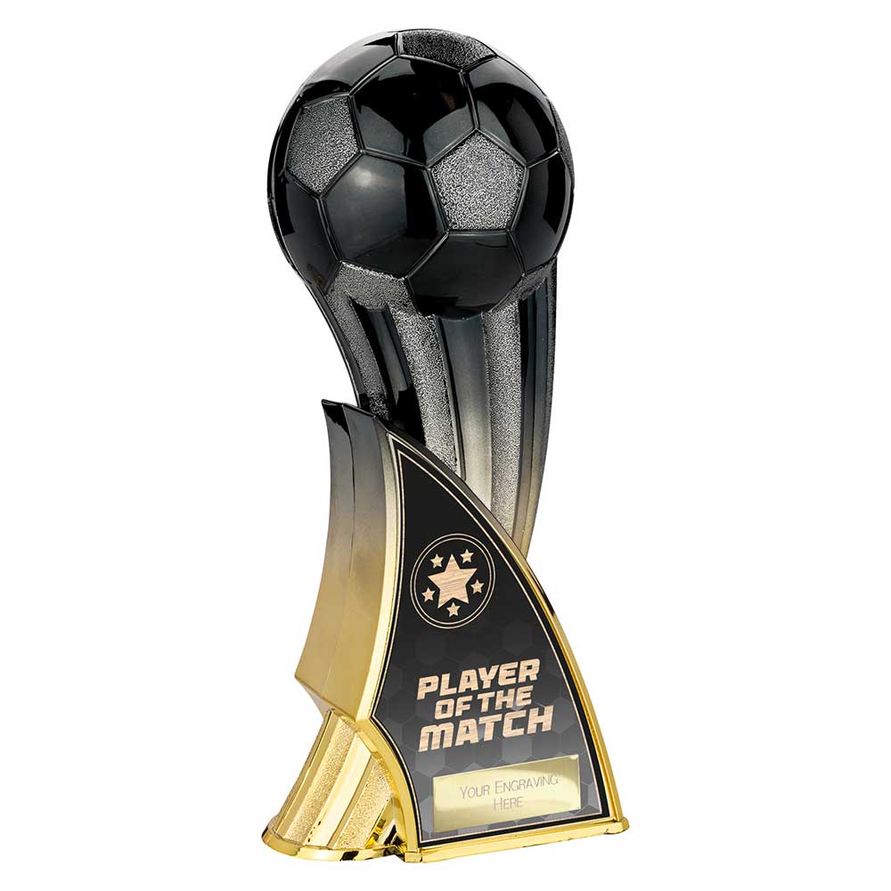 Firestorm Heavyweight Player Of The Match Carbon Football Trophy Award Black To Gold