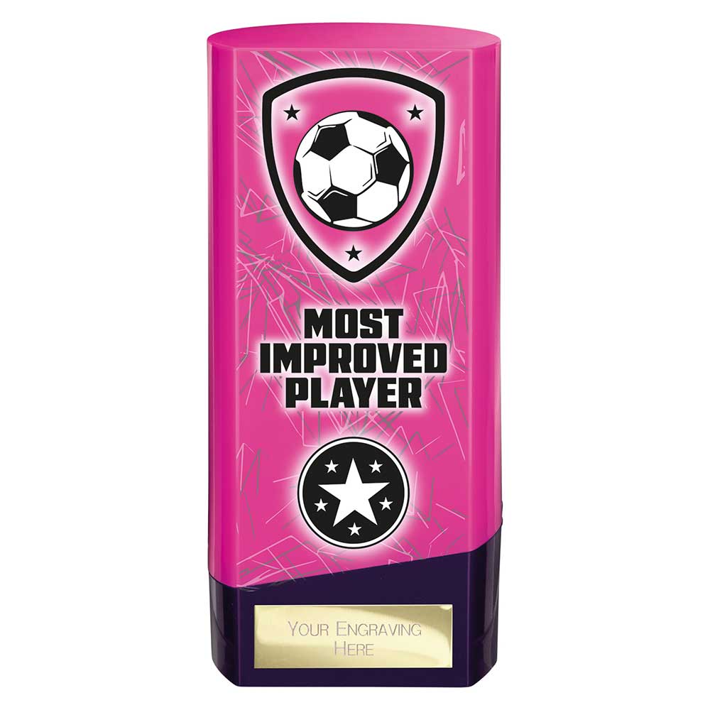 Prime Heavyweight Most Improved Player Football Award Trophy Pink Purple