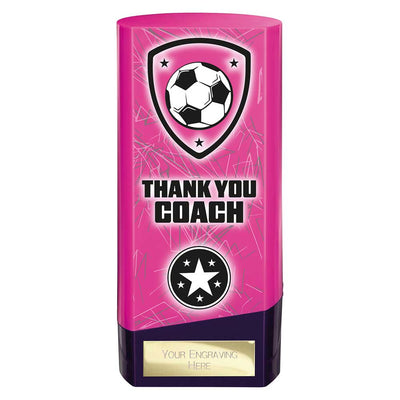 Prime Heavyweight Thank You Coach Football Award Trophy - Pink & Purple