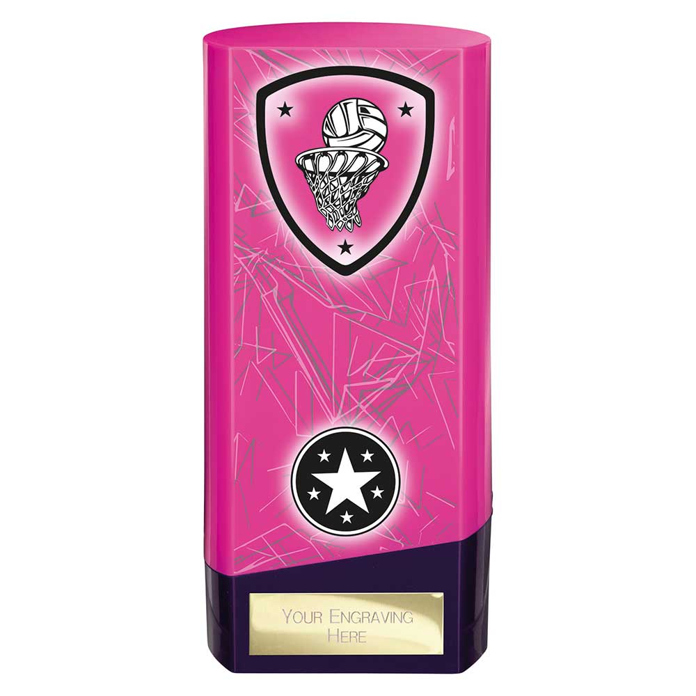 Prime Netball Heavyweight Trophy Pink And Purple