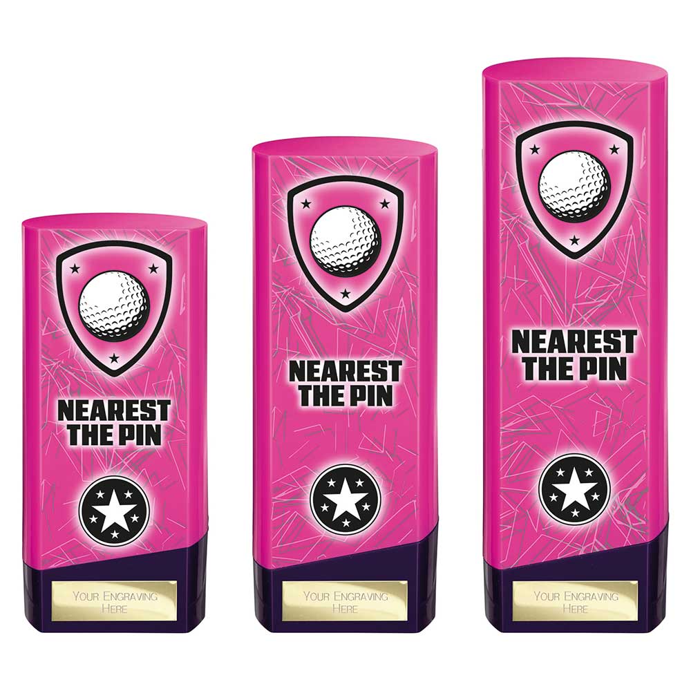 Prime Golf Nearest The Pin Heavyweight Trophy Award Pink And Purple