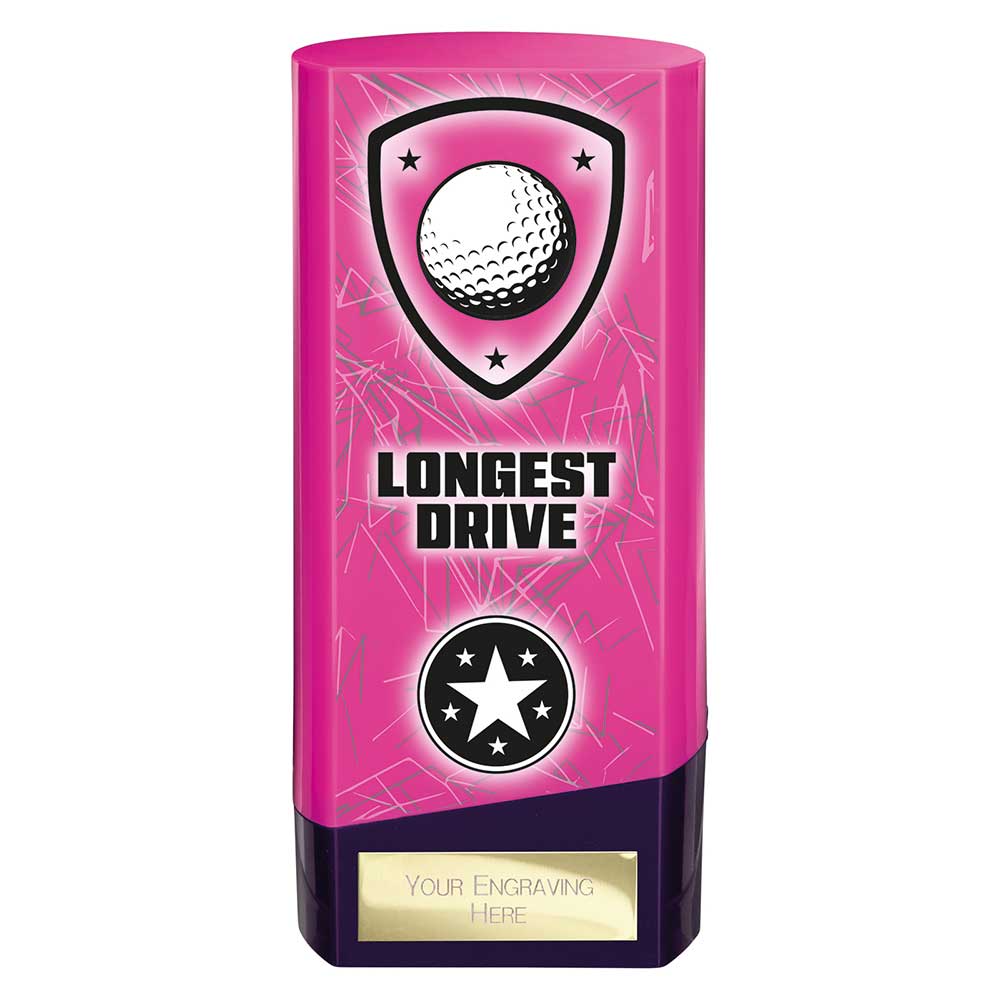 Prime Golf Longest Drive Heavyweight Trophy Award Pink And Purple