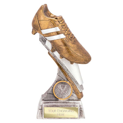 Thunder Flash Football Trophy Antique Silver Gold Football Boot Award