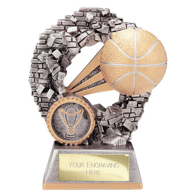 Blast Out Basketball Trophy Award Silver And Gold