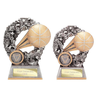 Blast Out Basketball Trophy Award Silver And Gold