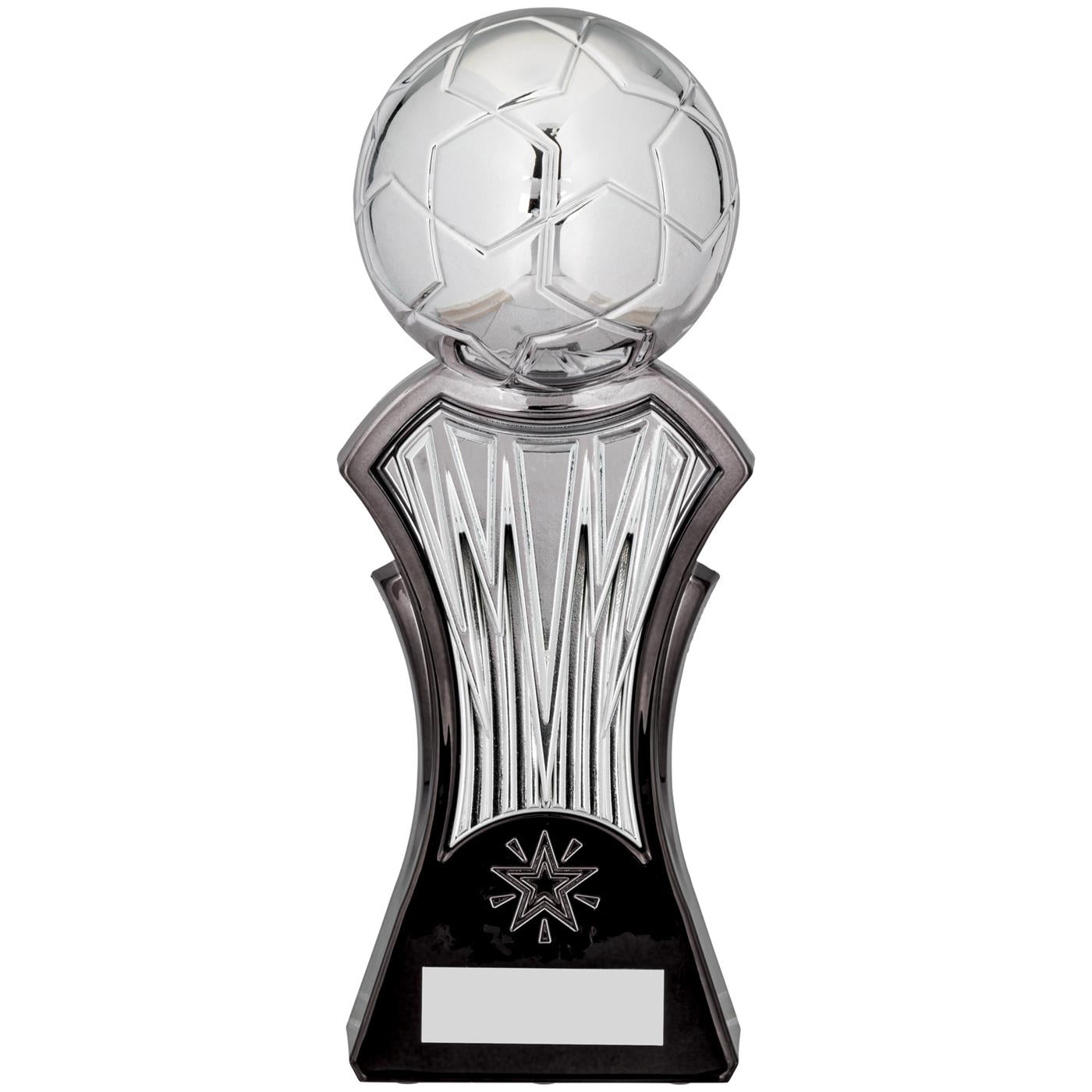 Strike Force Football Trophy Award in Silver & Black Fusion