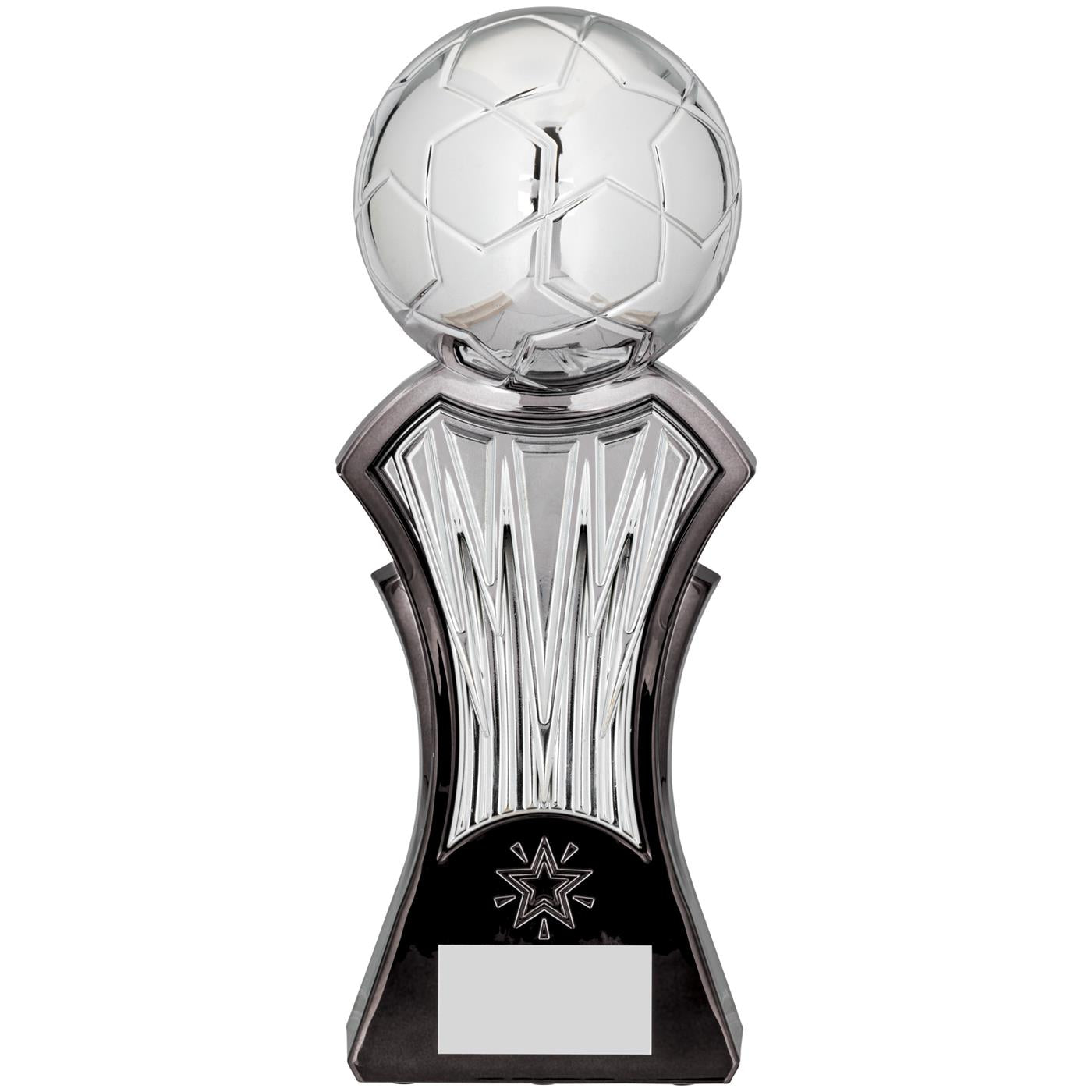 Strike Force Football Trophy Award in Silver & Black Fusion