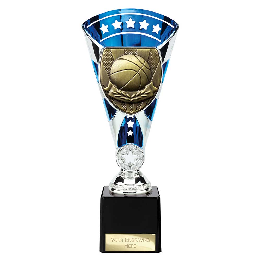 Cobra Star Basketball Trophy Cup Silver And Blue