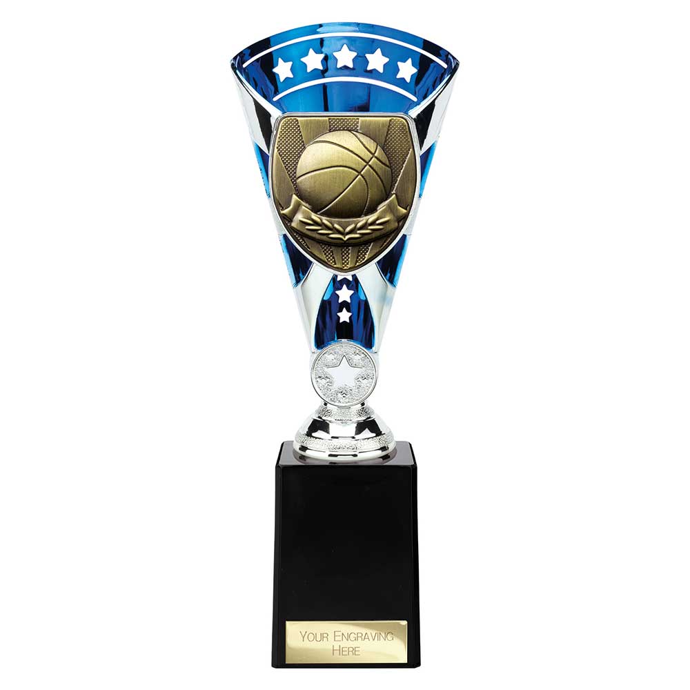 Cobra Star Basketball Trophy Cup Silver And Blue