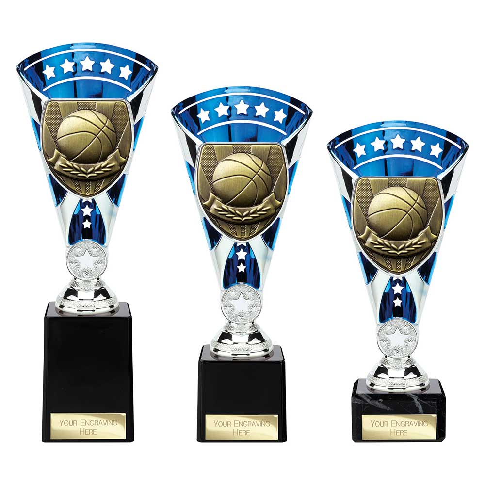 Cobra Star Basketball Trophy Cup Silver And Blue