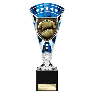 Cobra Star Cup Rugby Shirt And Ball Trophy Award Silver And Blue