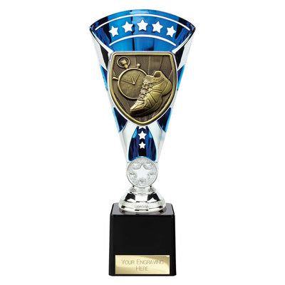 Cobra Star Running Trophy Cup Silver And Blue