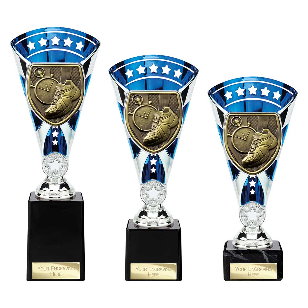 Cobra Star Running Trophy Cup Silver And Blue