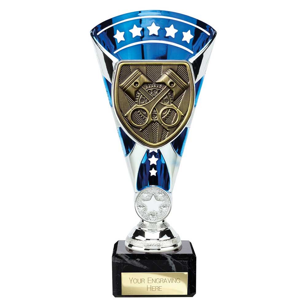 Cobra Star Motorsport Piston Trophy Cup Silver And Blue