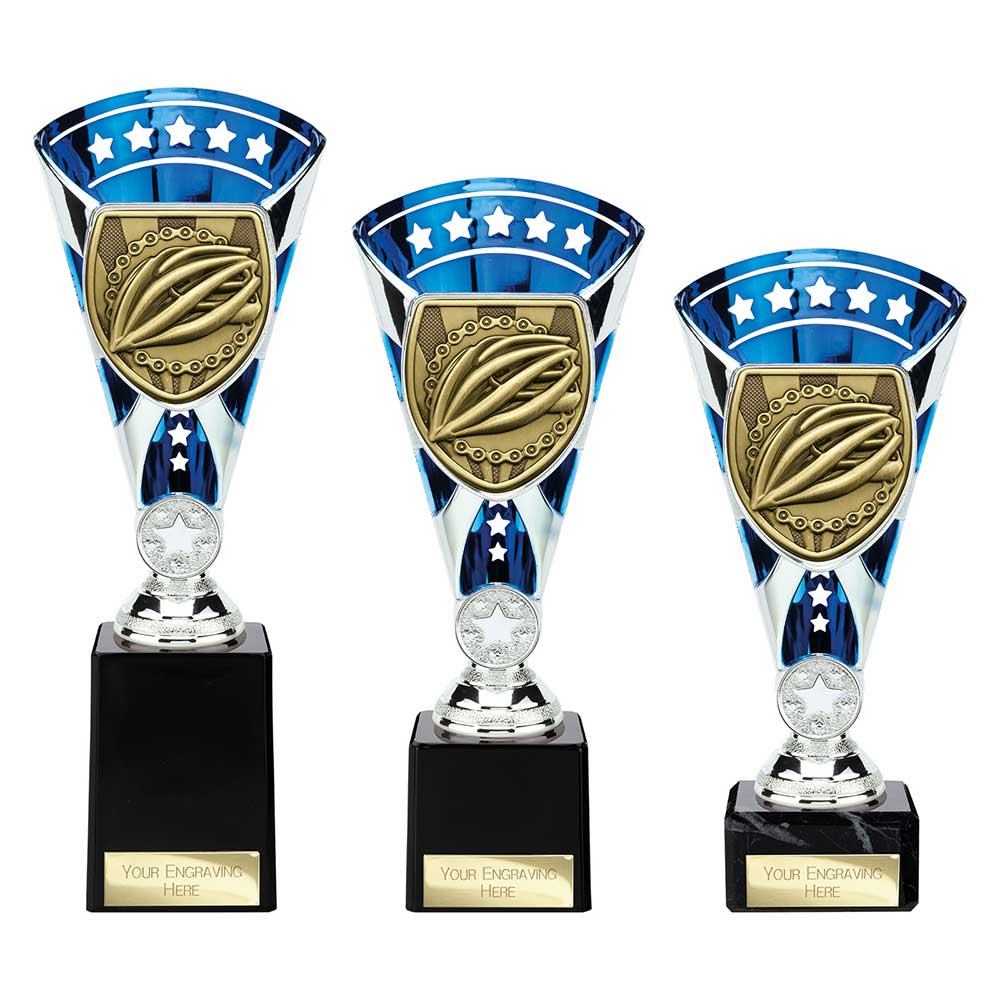 Cobra Star Cycling Trophy Cup Silver And Blue