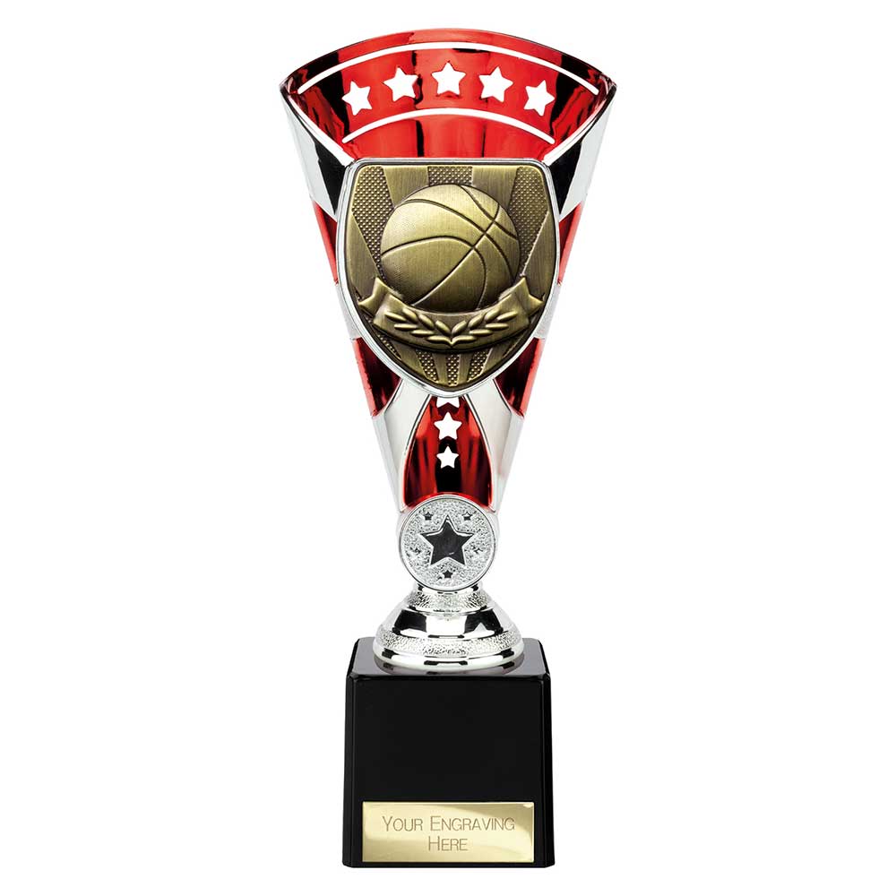 Cobra Star Basketball Trophy Cup Silver And Red