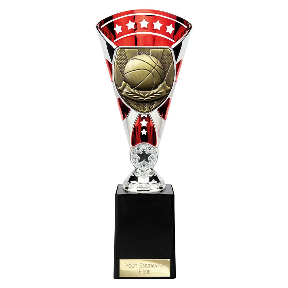 Cobra Star Basketball Trophy Cup Silver And Red