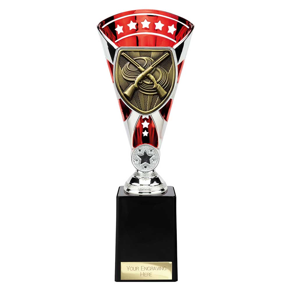 Cobra Star Clay Pigeon Shooting Trophy Cup Silver And Red