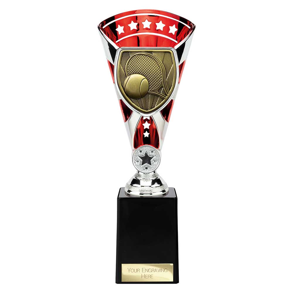 Cobra Star Tennis Trophy Cup Silver And Red