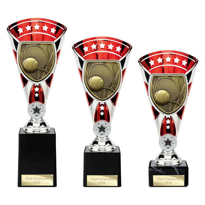 Cobra Star Tennis Trophy Cup Silver And Red