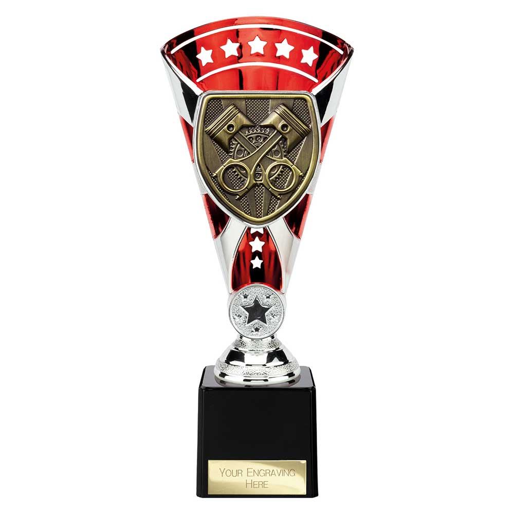 Cobra Star Motorsport Piston Trophy Cup Silver And Red