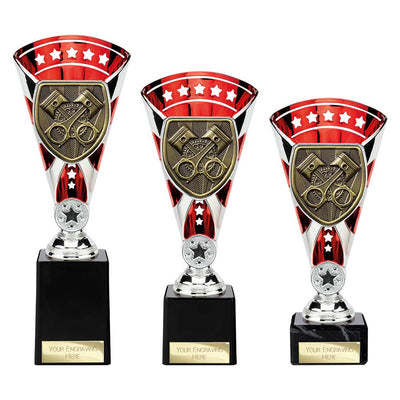 Cobra Star Motorsport Piston Trophy Cup Silver And Red