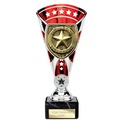 Cobra Star Trophy Cup Well Done Award Silver Red