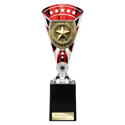 Cobra Star Trophy Cup Well Done Award Silver Red