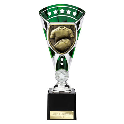 Cobra Star Cup Rugby Shirt And Ball Trophy Award Silver And Green