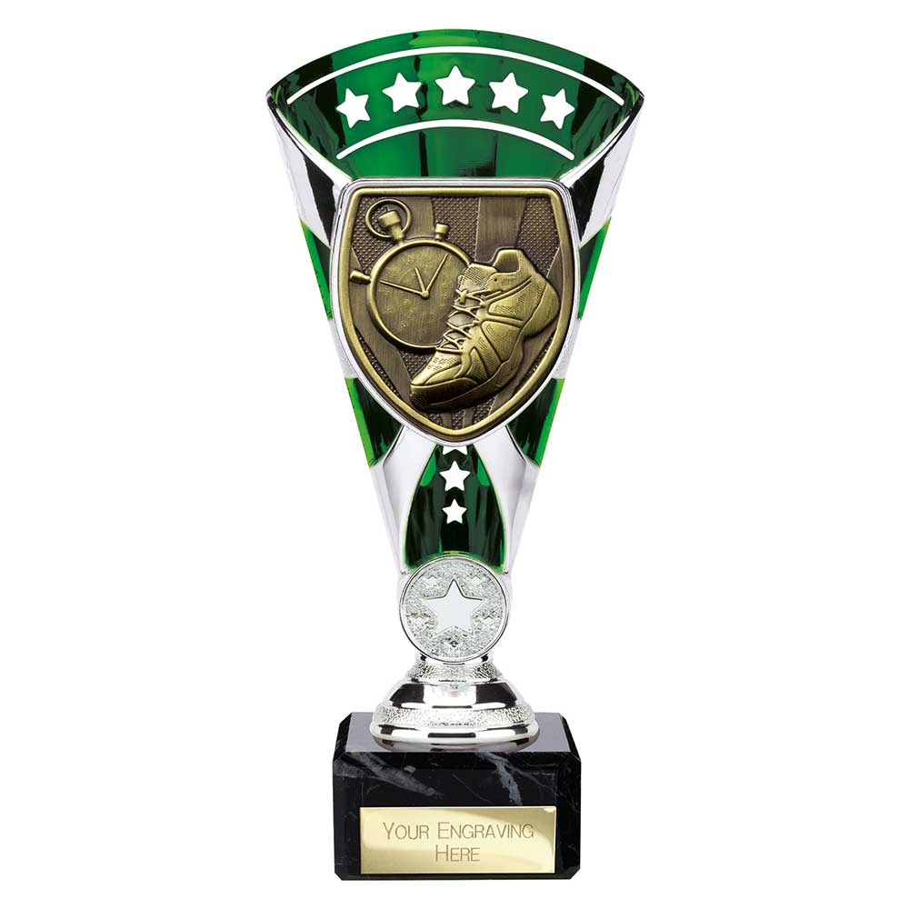 Cobra Star Running Trophy Cup Silver And Green