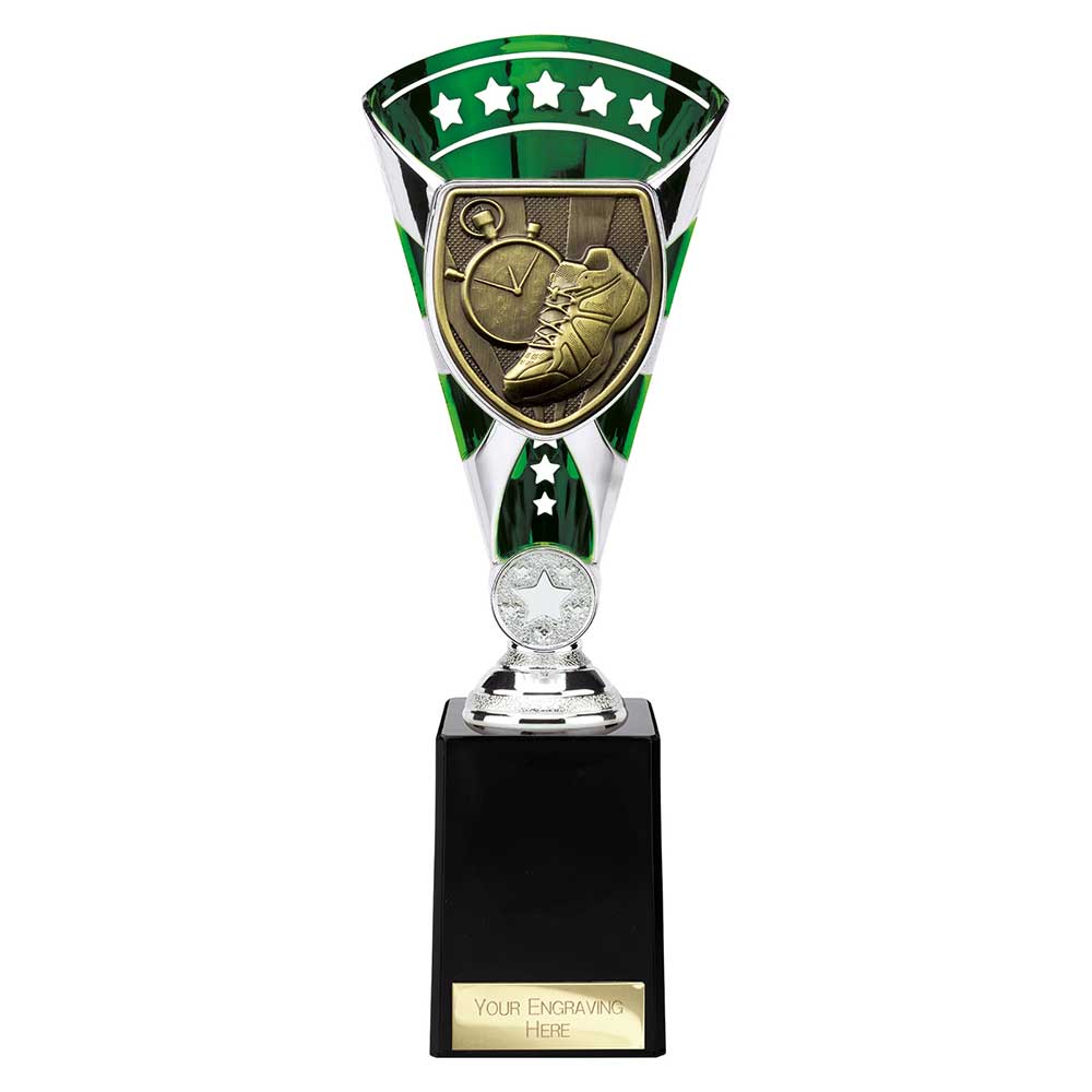 Cobra Star Running Trophy Cup Silver And Green