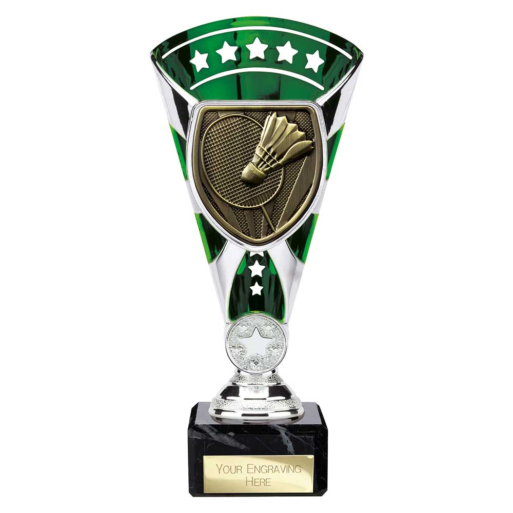 Cobra Star Badminton Trophy Cup Silver And Green