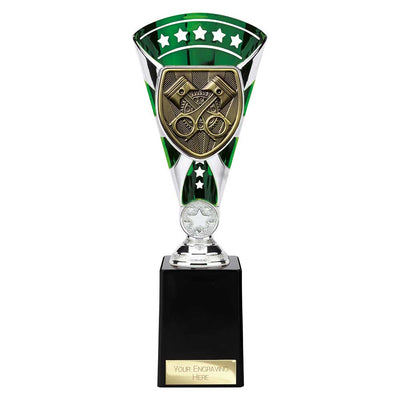 Cobra Star Motorsport Piston Trophy Cup Silver And Green