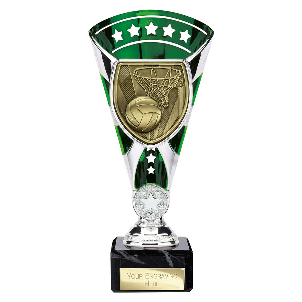 Cobra Star Netball Trophy Cup Silver And Green