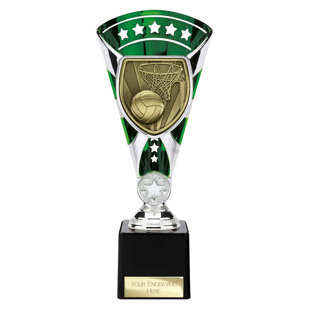 Cobra Star Netball Trophy Cup Silver And Green