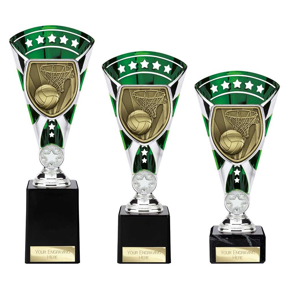 Cobra Star Netball Trophy Cup Silver And Green