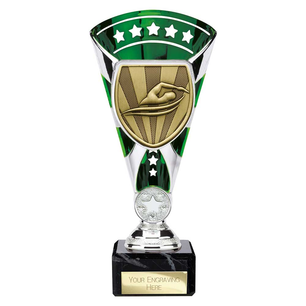 Cobra Star Swimming Trophy Cup Silver And Green