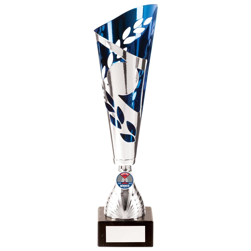 Zeus Lazer Cut Metal Cup Silver Blue