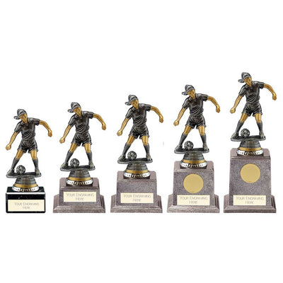 Cyclone Womans Football Player Trophy Award Antique Silver