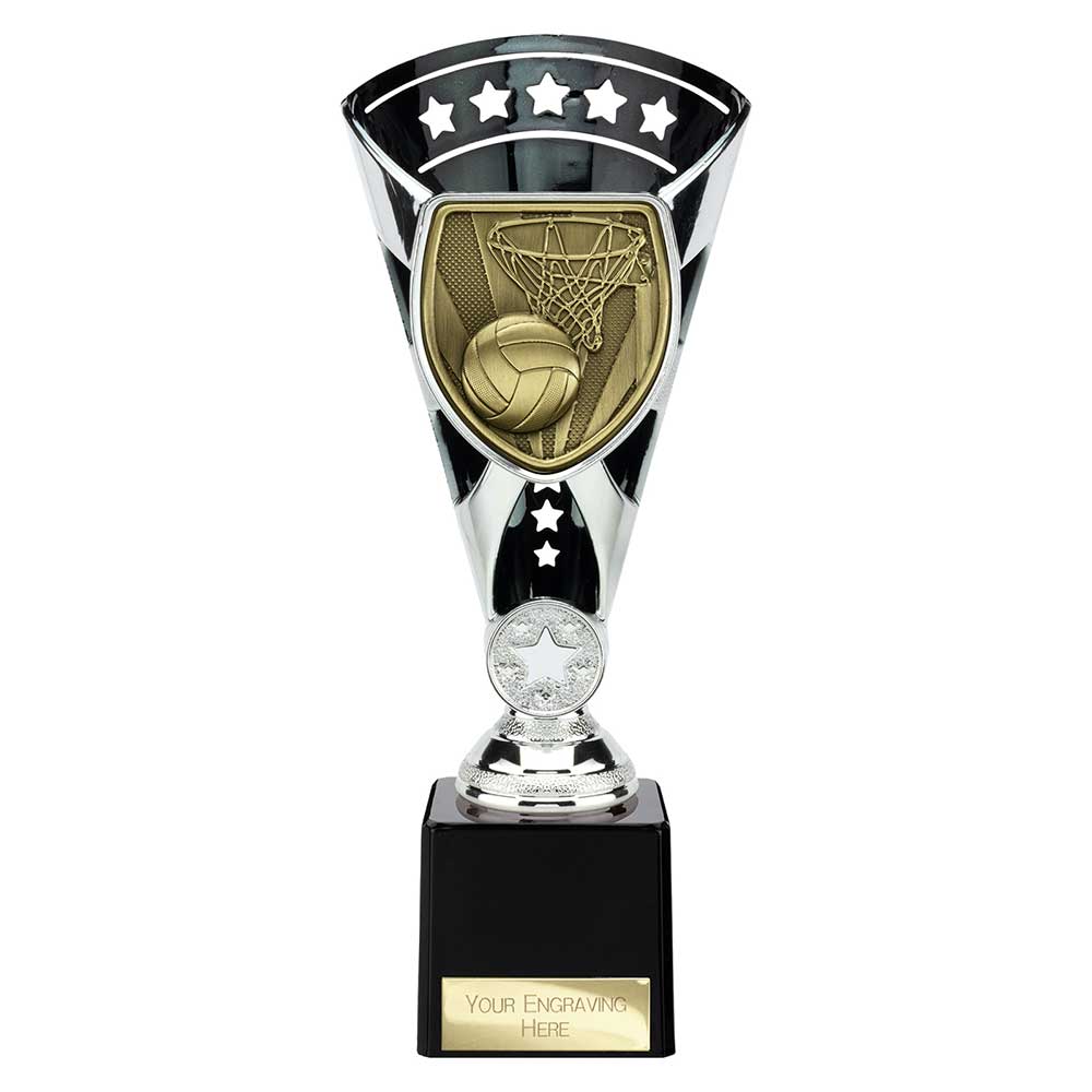 Cobra Star Netball Trophy Cup Silver And Black