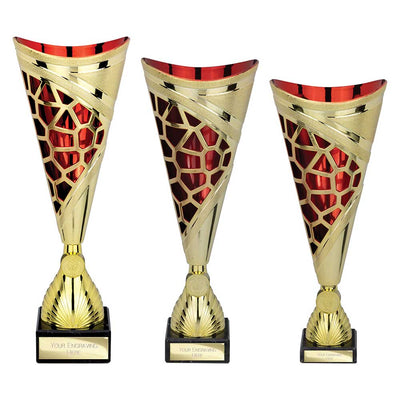 Vivid Laser Cut Trophy Cup Gold Red