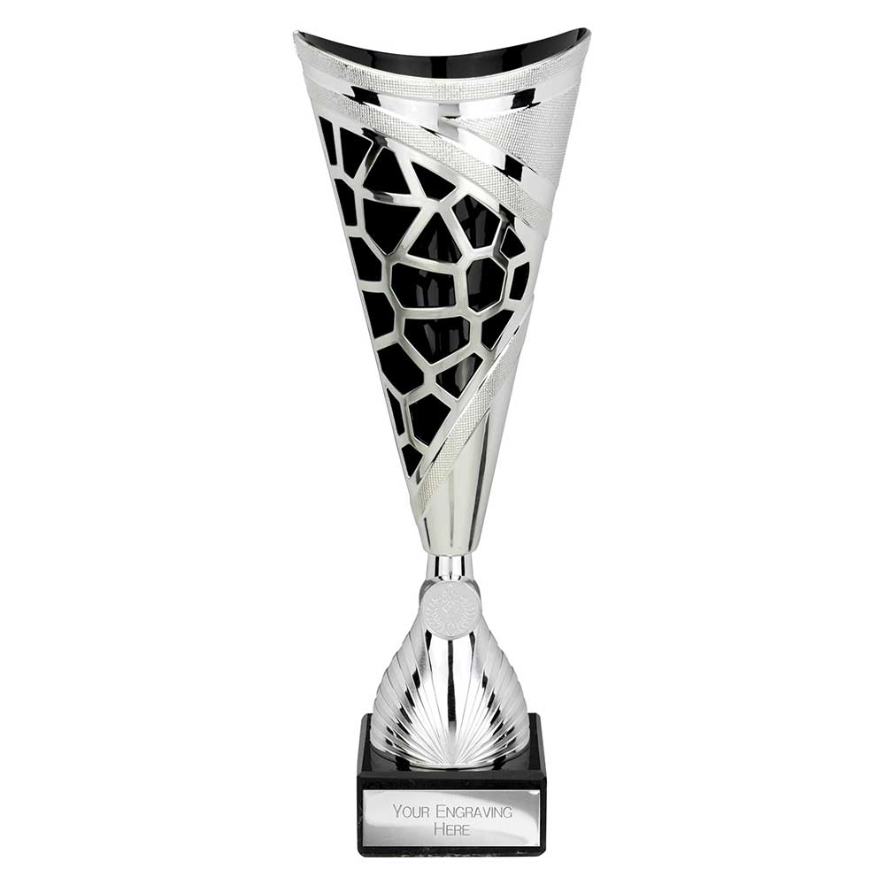 Vivid Laser Cut Trophy Cup Silver Black