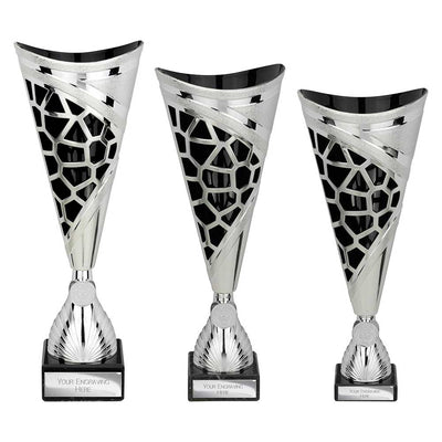 Vivid Laser Cut Trophy Cup Silver Black