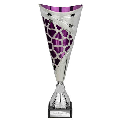 Vivid Laser Cut Trophy Cup Silver Purple