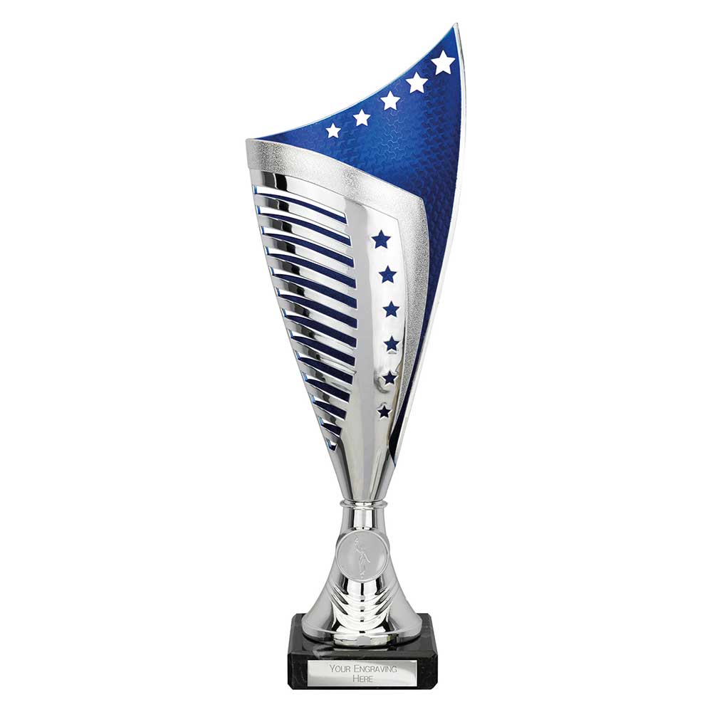 Nebula Laser Cut Trophy Cup Silver Blue