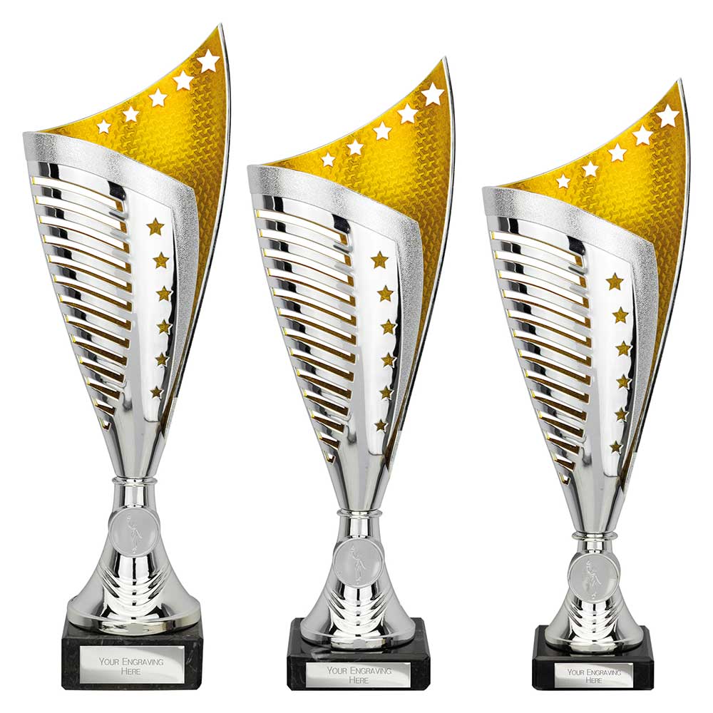 Nebula Laser Cut Trophy Cup Silver Gold